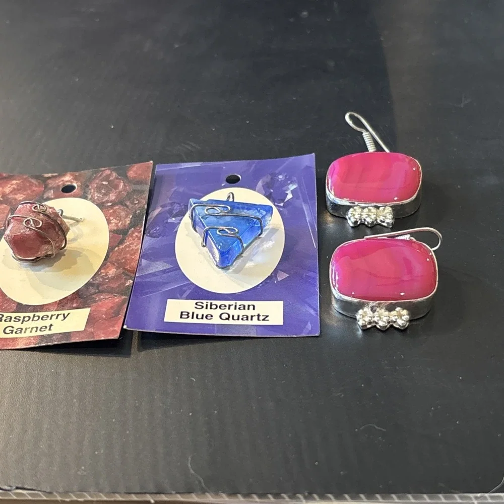 Gemstones and Earrings Set In Sterling Silver.